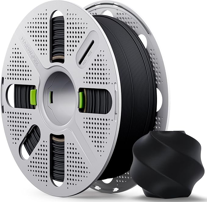 Matte PLA Filament with Quick-Swap Reusable Spool 1kg (2.2lbs), 1.75mm 3D Printing Filament, Compatible with Bambu Lab 3D Printers – Black