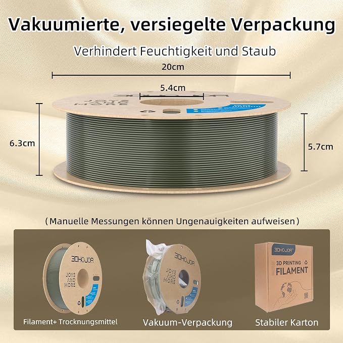 3DHoJor Silk PLA Filament 1.75mm, Silk PLA 3D Printer Filament, 2.2 LBS (1KG) Cardboard Spool, Fit Most FDM 3D Printer, Silk Bronze