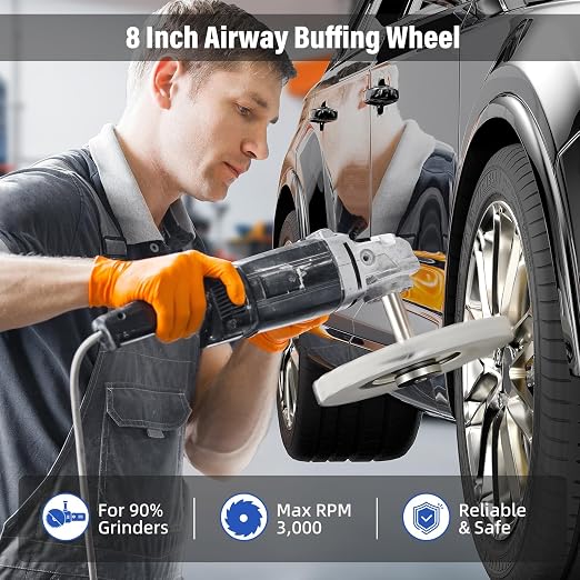 BURMONG 8" Airway Buffing Wheels for 4.5" Angle Grinder, 9PCS Buffer Polisher Wheel for Car, Aluminum Metal Polishing Wheel Pad and Compound Kit for Mirror Finish (5/8" Arbor Hole)