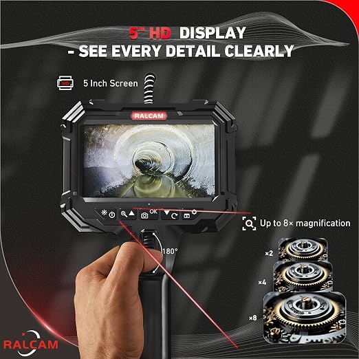 5.5mm Articulating Borescope 5inch + 0.33in Endoscope Camera with Light for Phone