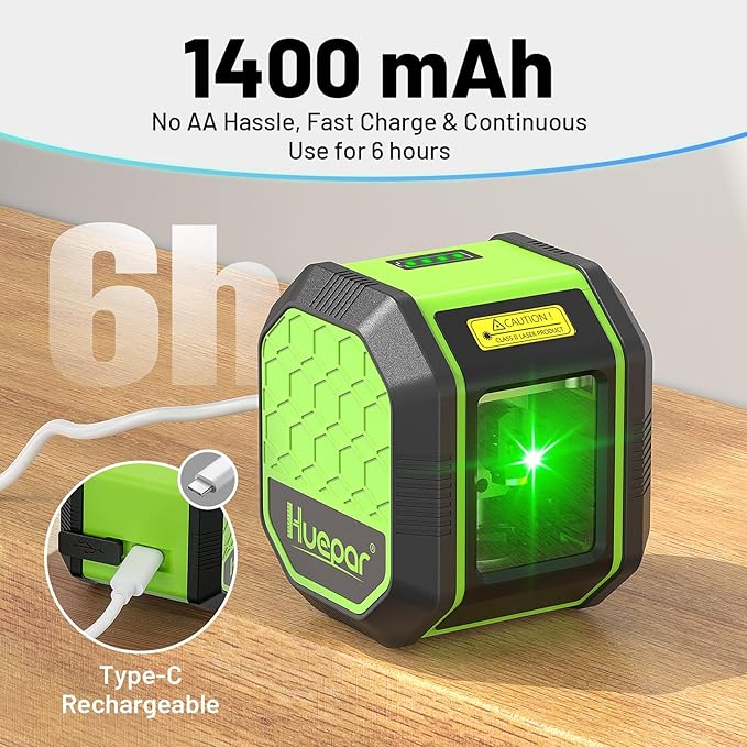 Laser Level with 60 Inch Tripod, Fathers Day Dad Gifts, Huepar 100Ft Self Leveling Laser Level Rechargeable Green Cross Line Lazer Leveler Tool for Picture Hanging, Magnetic Bracket & Target Plate