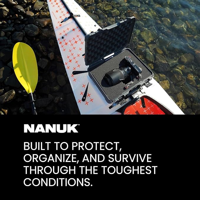 NANUK 910 Hard Case with Customizable Cubed Foam, IP67 Waterproof, Dustproof and Impact Resistant, 14.3” x 11.1” x 4.7”, Rugged Construction for Ultimate Protection, Made in Canada – Red