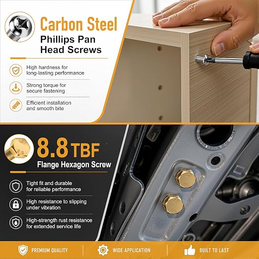 weideer 3334PCS Hardware Assortment Kit, Metric&SAE Nuts and Bolts Assortment Kit,Phillips Head and Grade 8.8 Metric Hex Bolt, Nuts,Lock Washers. #6,#8,#10,1/4,5/16,3/8,1/2,M3,M4,M5,M6,M8.(10-65mm)