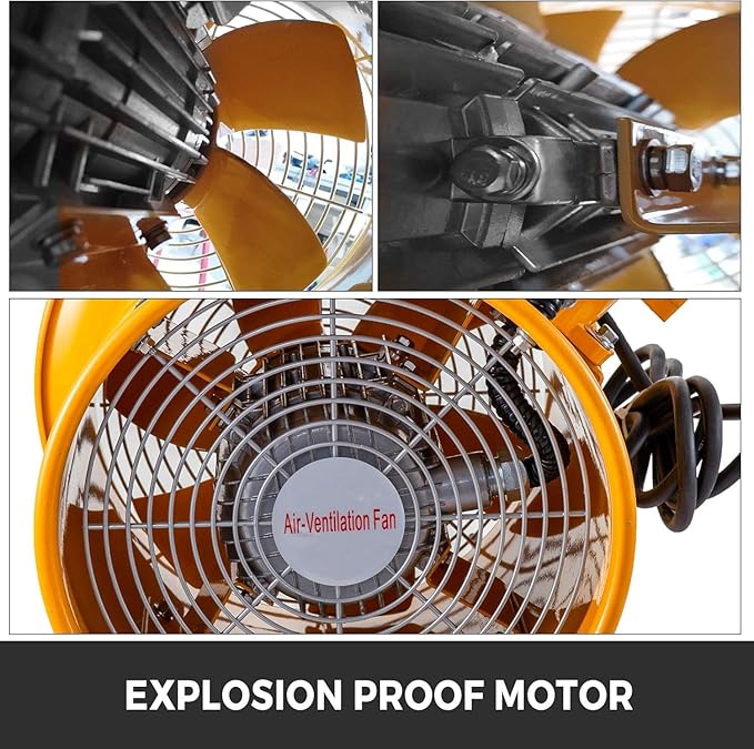 VEVOR Explosion Proof Fan 10 Inch, 350W, Industrial Portable Ventilator Blower/Exhaust with 9.8ft Light Cord -No Plug