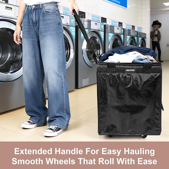 (Large,Black) Reusable Grocery Bag on 5 Wheels, 99L Foldable Rolling Tote Bag with 3 Handles and Zipper, Rolling Shopping Cart for Groceries, Storage, Laundry, Travel, Organizer, 86lb