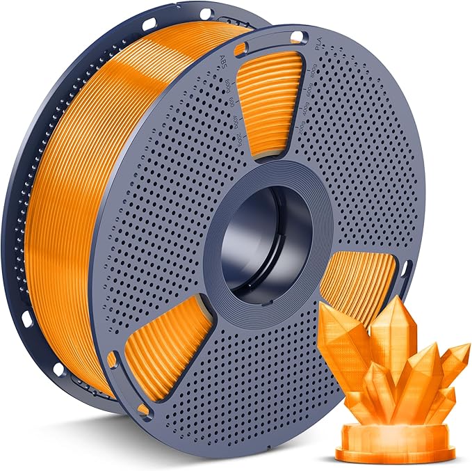 SUNLU PLA 3D Printer Filament PLA Filament 1.75mm, Neatly Wound 3D Printing Filament 1.75mm, Dimensional Accuracy +/- 0.02 mm, Fit Most FDM 3D Printers, 1kg Spool (2.2lbs), Transparent Orange Juice
