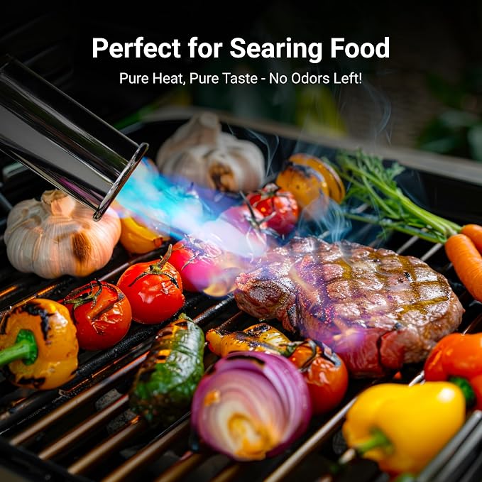 ThermoMaven Powerful Propane Torch, Kitchen Culinary Cooking Torch Lighter, Adjustable Blow Torch for Sous Vide Searing Steak, BBQ, Campfire Charcoal Starter, Gas Welding Kit, Blue (Tank Not Included)