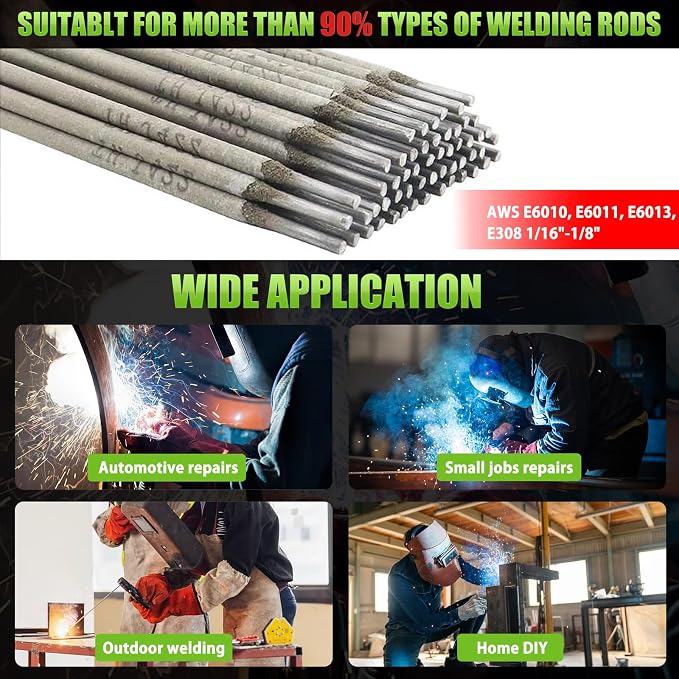 Hpoouo 200Amp 20PCS Rods Stick Welder, Super MINI Portable Welding Machine | IGBT Inverter Welder Machine 110V with Hot Start/Arc Force/Anti-Stick, ARC Welder for 1/16"-1/8" Rod , Beginner & Home DIY