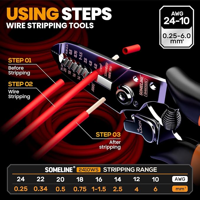SOMELINE Wire Terminals Crimping Tool, with 45 Sizes Insulated Ratcheting Terminals Crimper Kit of AWG 22-10 Insulated Electrical Butt Bullet Spade Fork Ring Spade Splice Crimp Terminals