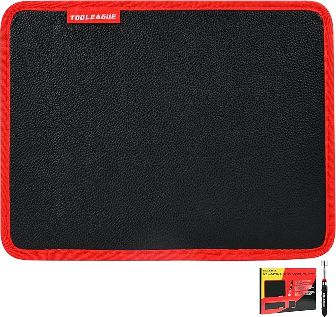 TOOLEAGUE 1Pc Magnetic Tool Mat with 25Lb Telescoping Magnetic Pickup Pen,Parts Tool Holder Pad for Organizing Mechanic Wrench Screw Bolts Nuts and Other Small Metal Parts