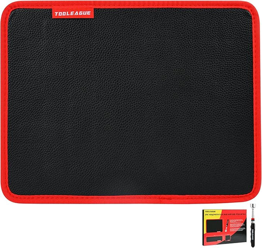 TOOLEAGUE 1Pc Magnetic Tool Mat with 25Lb Telescoping Magnetic Pickup Pen,Parts Tool Holder Pad for Organizing Mechanic Wrench Screw Bolts Nuts and Other Small Metal Parts