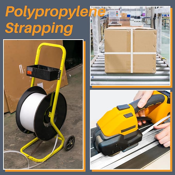 Amylove 1/2 Inch Polypropylene Strapping Roll, 9900 ft, White | Heavy Duty, 440 Lbs Break Strength, For Banding Packing, Industrial Machine Use