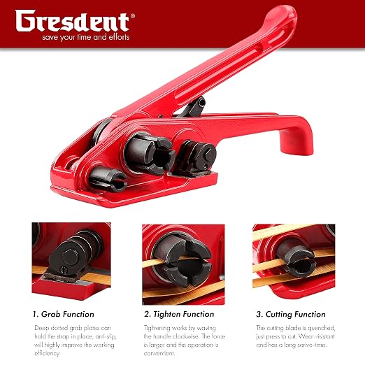 Poly Strapping Tensioner & Cutter Manual Banding Sealer Tools Windlass for 1/2" -3/4" Width Polyester Polyproplyn Strap