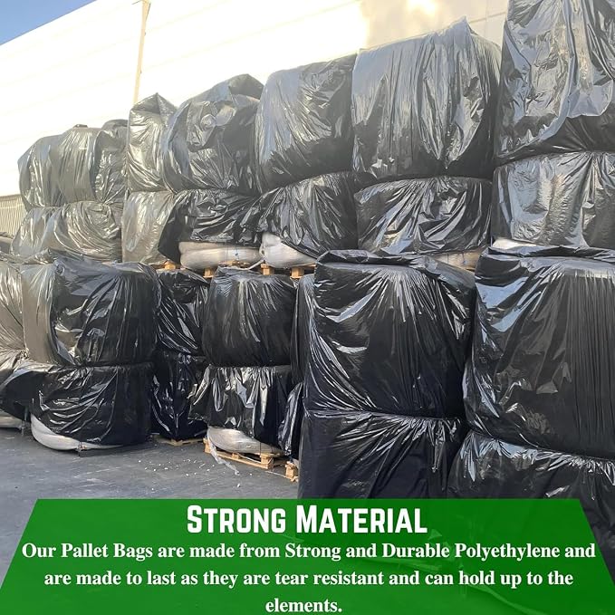 Farm Plastic Supply - Pallet Covers - 3 Mil (55' x 53' x 75') - Heavy Duty Construction Grade Strength Pallet Bags, Tear Resistant, Polyethylene Pallet Bags, Pallet Storage (Black, 10 Pack)
