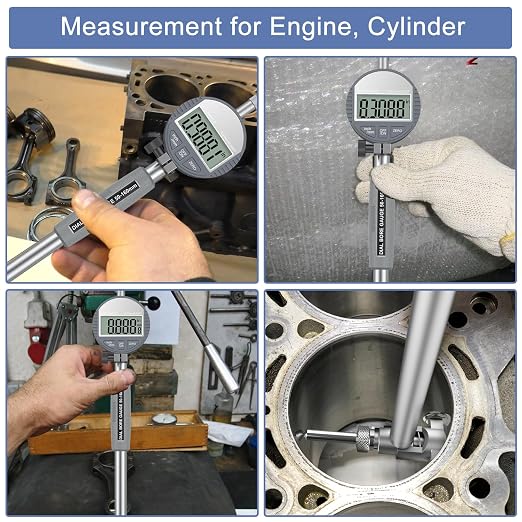 HDLNKAK Digital Dial Indicator Bore Gauges (2"-6"/0.0005"), Engine Cylinder Measurement with Carbide anvils, with LCD Digital Dial Indicator - Grey