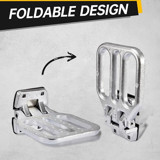 Folding Step 2 Pack Large Chrome-Plated for Truck Heavy-Duty Fold Down Utility Body Step Grab flip-up Handle Step 6.75 x 8.56 Inch Platform for Truck,Trailers, Busses, Boat, RV, Camper