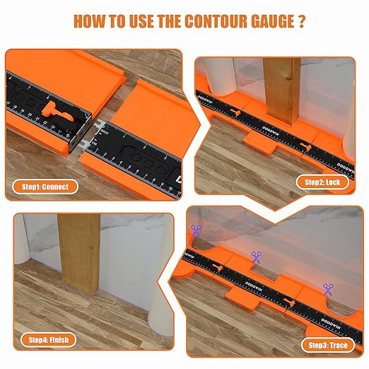 DODOWIN Contour Gauge Profile Tool Unlimited Connection 10 inch, Super Gauge Shape and Outline Tool, Gift for Men Dad Him Husband, Shape Outline Edge Angle Measuring