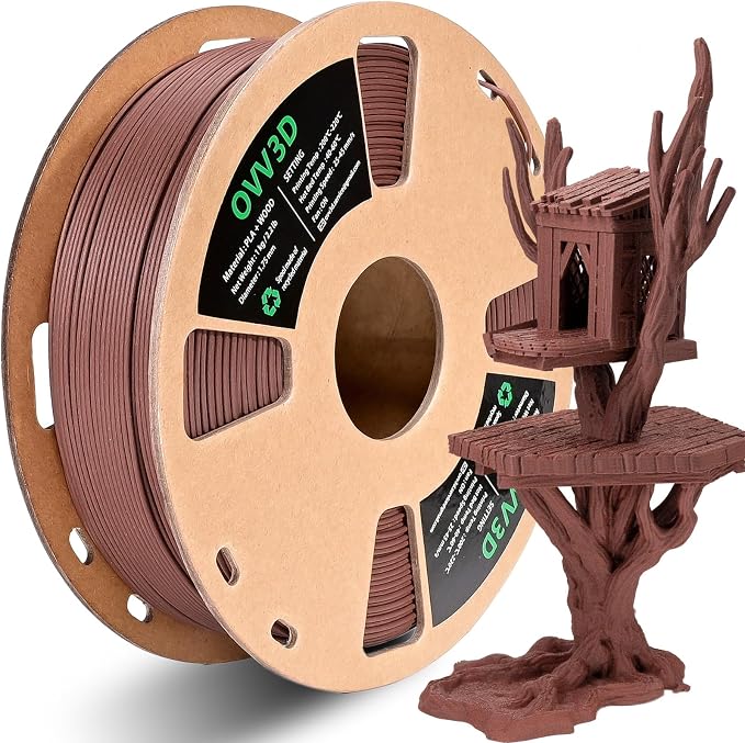 OVV3D Wood PLA Filament 1.75mm, Cherrywood Filament 3D Printer Filament, Add More Than 30% Real Wood Fiber, Matte Frosted 3D Filament, 1.75 PLA 3D Printing Filament