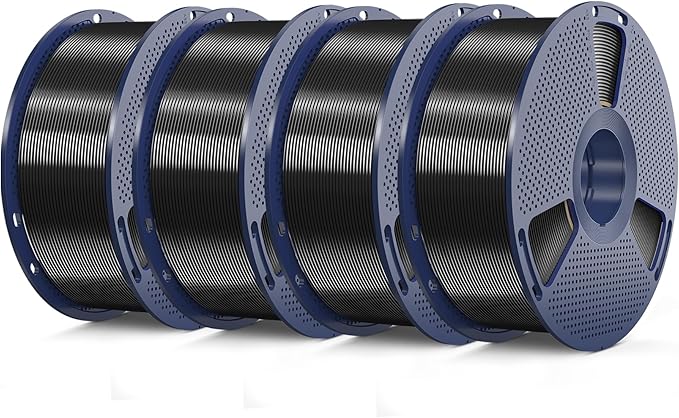 3D Printer Silk Filament, SUNLU Shiny Silk PLA Filament 1.75mm, Smooth Silky Surface, Great Easy to Print for 3D Printers, Dimensional Accuracy +/- 0.02mm, Silk Black x4 4KG