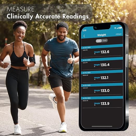 trackstar Black Digital Weight Scale | 440 lb Weight Capacity | trackstar Monitoring App | Bluetooth iOS & Android Compatible | Measure, Track, and Share Results