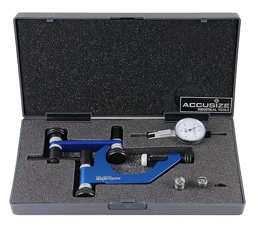 Accusize Dial Test Indicator 0.03 x 0.0005 in with Holder | Universal Holder Fits 5/32 in Shank or Dovetail; 0-12 in Reach; Includes 3/8 in and 5/32 in Clamps, P900-S186