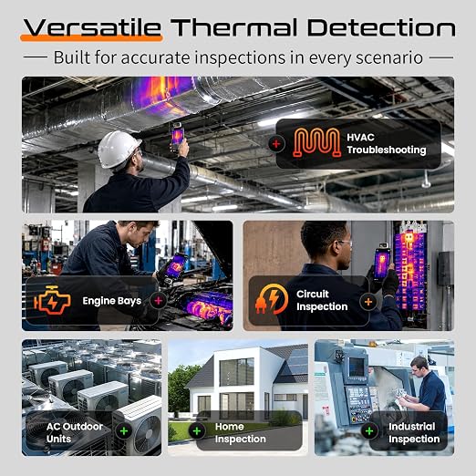 GW340 Thermal Camera for iPhone/Android/Tablet, 512x384 Super IR Resolution, Thermal Imager iOS 17/16/15 Series & iPads USB-C Port, 256x192 IR Resolution Home Inspection, HVAC, Automotive -4°F~752°F