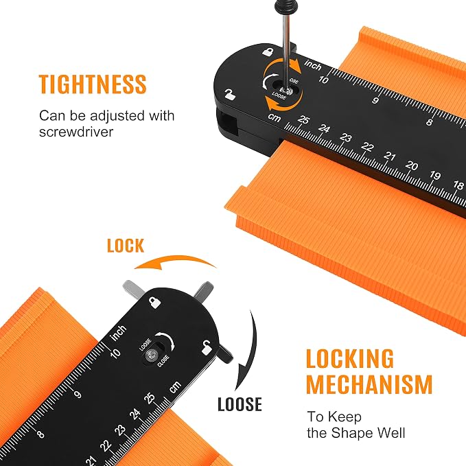 DODOWIN Connectable Contour Gauge with Lock, 20 Inch Profile Duplicator Tool for Flooring, Tile & Woodworking, Shape Outline Gauge, Father’s Day Gifts for Dad, Men, Husband, Handyman