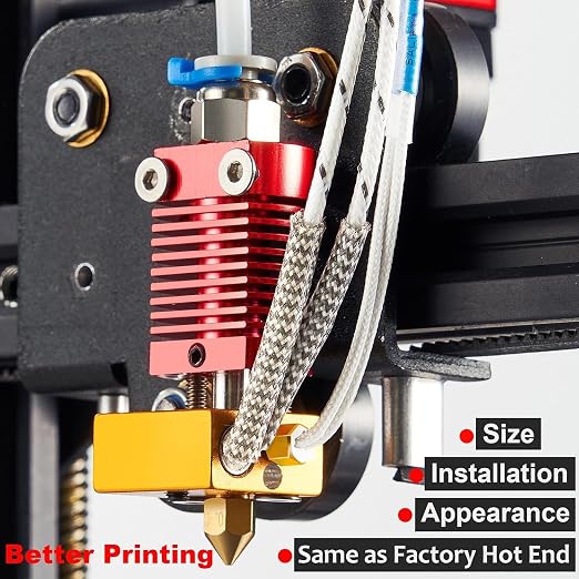 5Aplusreprap Ender 3 Hotend Upgrade: M3 Stud Thermistor,Fast Replaced, Compatible for Creality Ender 3 V2/Pro,CR-10 J-Head Hotend Replacement, Assembled Extruder 3D Printer Hot end Kit 24V 40W