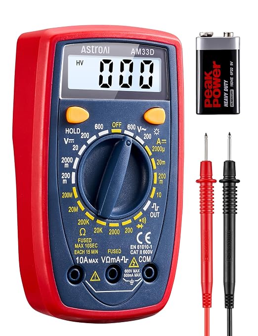 AstroAI Digital Multimeter Tester 2000 Counts with DC AC Voltmeter and Ohm Volt Amp Meter; Measures Voltage, Current, Resistance, Continuity and Diode, Blue