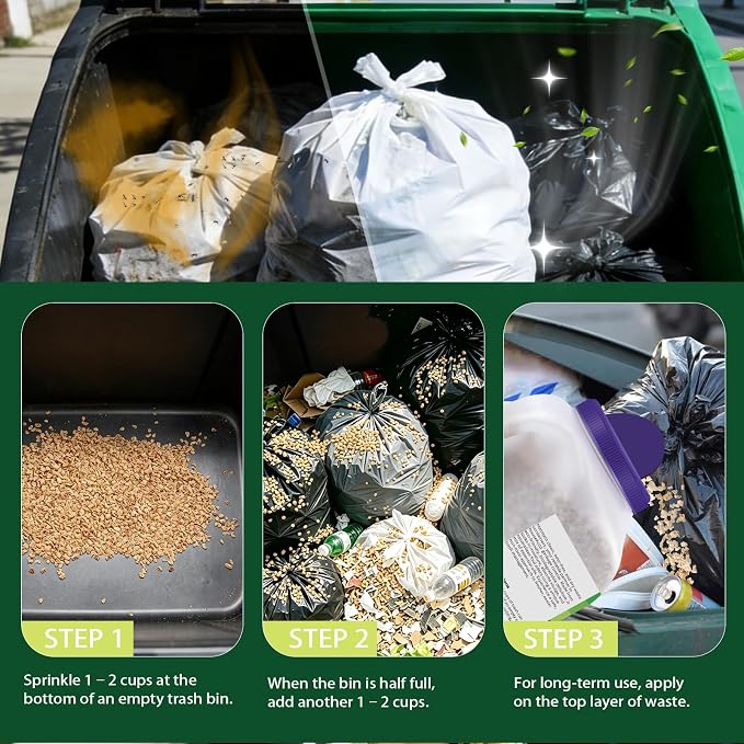 Outdoor Trash Can Deodorizer 4 lbs, Strong Garbage Can Deodorizer for Bins, Heavy Duty Odor Eliminator & Moisture Absorber for Garbage Cans, Trash Bins, Outdoor Waste Containers & Recycling Bins