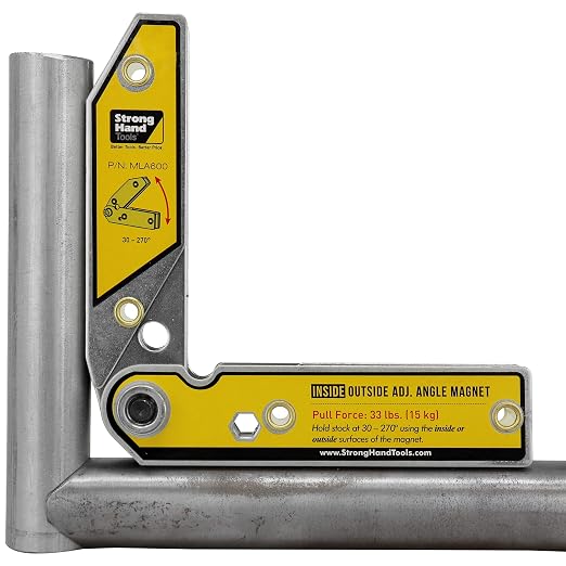 Strong Hand Tools Adjustable Angle Magnetic Square, Angle 30°-270°, Inside/Outside Magnets, Angle Setting Pin, Mag. Pull Force 26 lbs, Welding Square, "4.7", MLA450, Strong Hand Tools