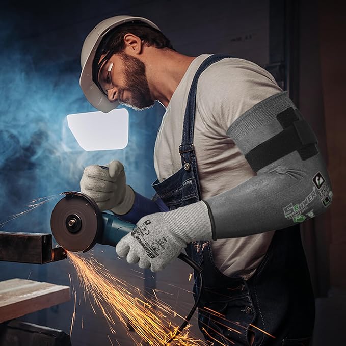 Schwer AIR-SKIN ANSI A6 Cut Resistant Arm Sleeves for Men & Women, Arm Protectors for High Risk Work, Gardening Sleeves, 10 Pairs, Dark Grey, 18 IN