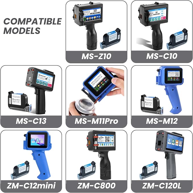TI1349 Inkjet - Original Black Solvent Ink Cartridge 42ml. Fast-Drying & High Adhesion – Compatible with Z10, C10, M10, M12 Handheld Inkjet Printers, 0.5in/12.7mm Nozzle.