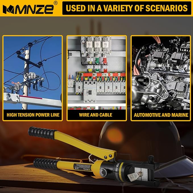 16 Ton Hydraulic Cable Lug Crimper Pliers 6 AWG to 600 MCM Hand Operated Hydraulic Crimping Tool Kit Wire Terminal Lug Battery Crimping Crimper with 11 Dies