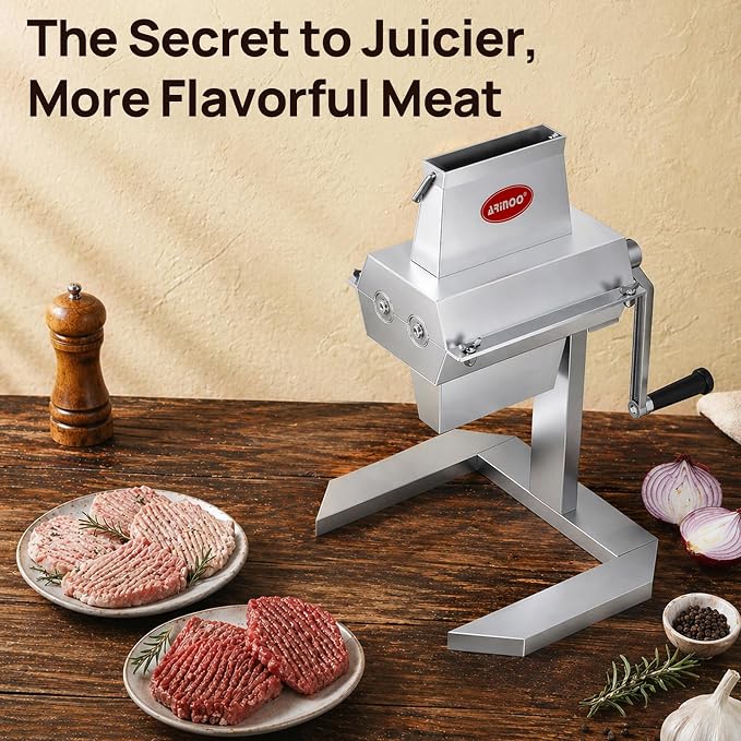 Manual Meat Tenderizer Machine, 5-Inch Steak Cuber & Venison Tenderizer, Hand Crank Meat Cuber with 27 Stainless Steel Blades for Deer Meat, Beef, Chicken, Hunters, Butchers & Home Kitchens