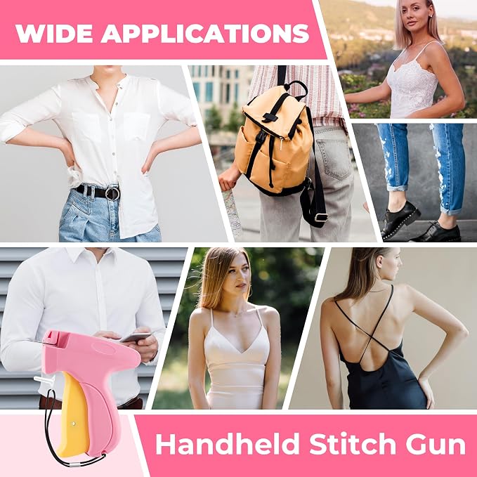Stitch Gun for Clothes - Handheld Stitch Gun Quick Clothing Fixer - Tagging Gun - Includes 6 Needle, 1000 Black Fasteners & 1003 White Fasteners
