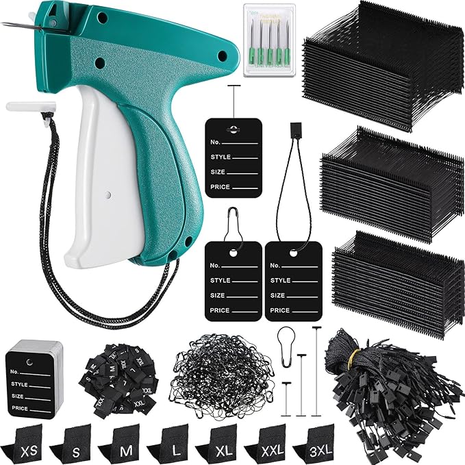 Chumia 3576 Pcs Tagging Guns for Clothes Labels Attacher Stitch Guns for Clothing with 3000 Barbs, 5 Needles and 100 Price Tags, Sewing Kit for Retail Stores, Garage Yard Sales(Black)