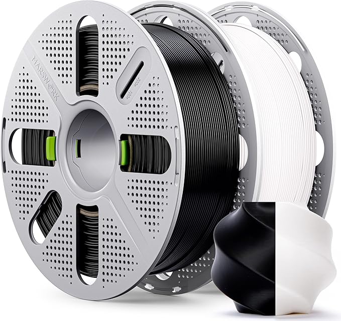 PLA Basic, Pre-Dried Filament with Quick-Swap Reusable Spool 2kg (4.4lbs), 1.75mm 3D Printing Filament, Compatible with Bambu Lab 3D Printers – Black + White