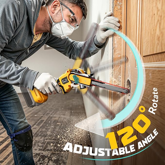Ecarke Cordless Belt Sander Compatible with Dewalt Battery (Tool Only) 100° adjustable 16 PCS Belts 40-120 Grit 1/2"×18" 2100 FPM Brushless Detail Belt Sander for Metal Working, Wood, Plastic