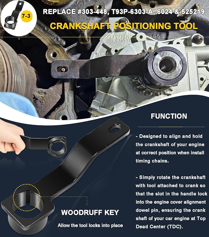 Timing Belt Tools Kit For Ford 4.6L 5.4L 6.8L 3V Engines, Valve Spring Compressor Tool, Cam Phaser Holding Tool, Timing Chain Wedge Tool, Crankshaft Position Holder, Cam phaser Mount Bolt, Pulley Bolt