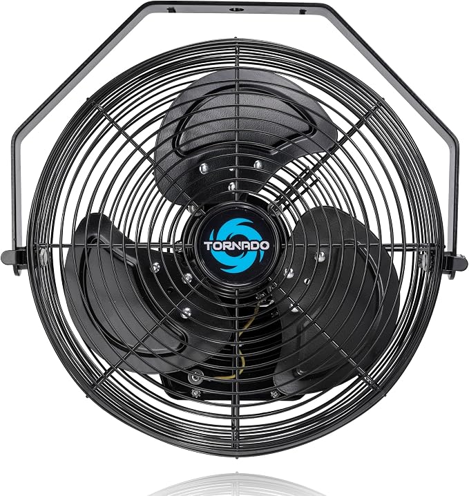 Tornado 2 Pack 12 Inch Outdoor Rated IPX4 Water-Resistant High Velocity Metal Industrial Wall Mount Fan For Commercial, Industrial, Residential, TEAO Motor 3 Speed 1650 CFM, cETL Safety Listed