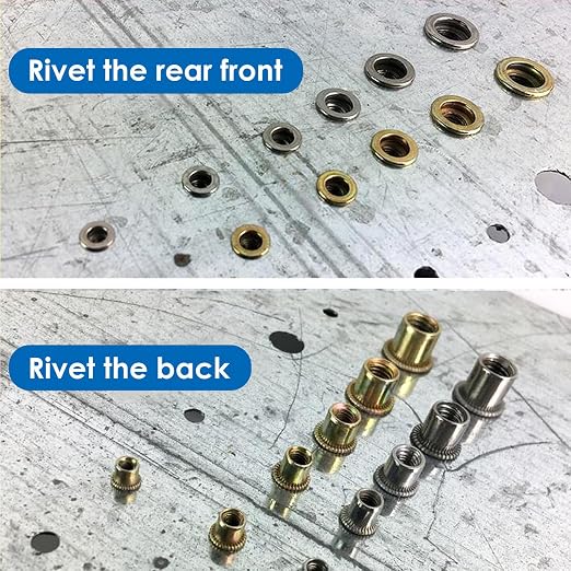 Rivet Nut Tool Kit, 14 Inch Rivnut Tool Kit with 8 Metric and SAE Mandrels (M5, M6, M8, M10, 1/4-20, 5/16-18, 3/8-16) and 500Pcs Rivet Nuts with a Step Drill Bit and Rugged Carrying Case
