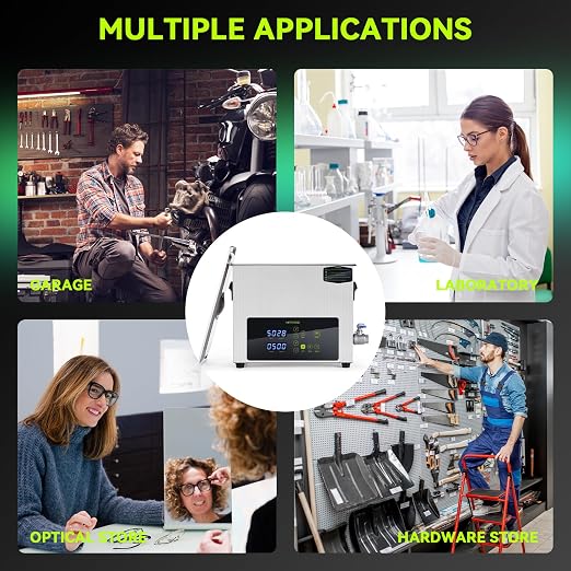 Ultrasonic Cleaner, One-Touch Cleaning,Heating, Deep Mode, ECO Energy-Saving Ultrasonic Cleaning Machine Excellent for Labs,Carburetor,Jewelry,Dentures,Automotive & Industrial Parts. (6L)