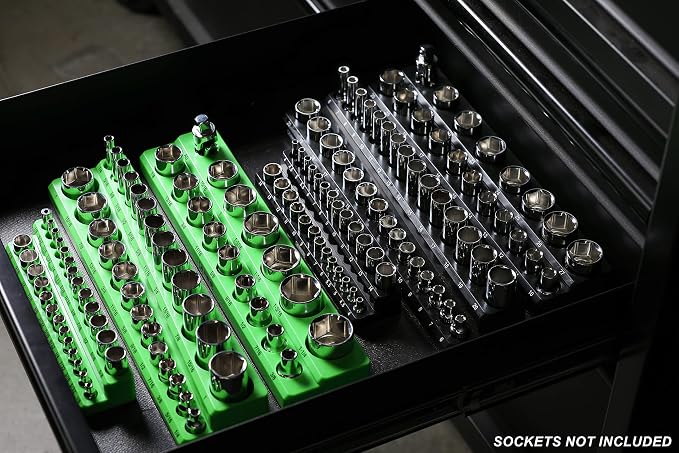 ARES 60160 - Magnetic Socket Organizer, 6-Piece Metric & SAE, 143 Sockets | Fits 1/4 in, 3/8 in, 1/2 in Drive