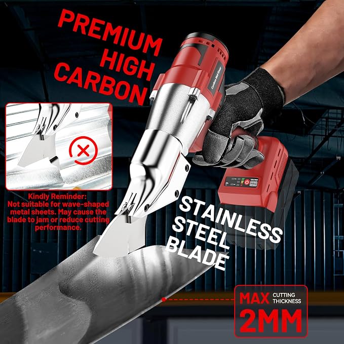 Cordless Sheet Metal Cutter Compatible with Milwaukee 18V Battery, Electric Metal Shears with 360° Rotating Head, Torque 221 Ft-Lbs, Brushless Scissors for Stainless Steel, Metal, Iron (Tool Only)
