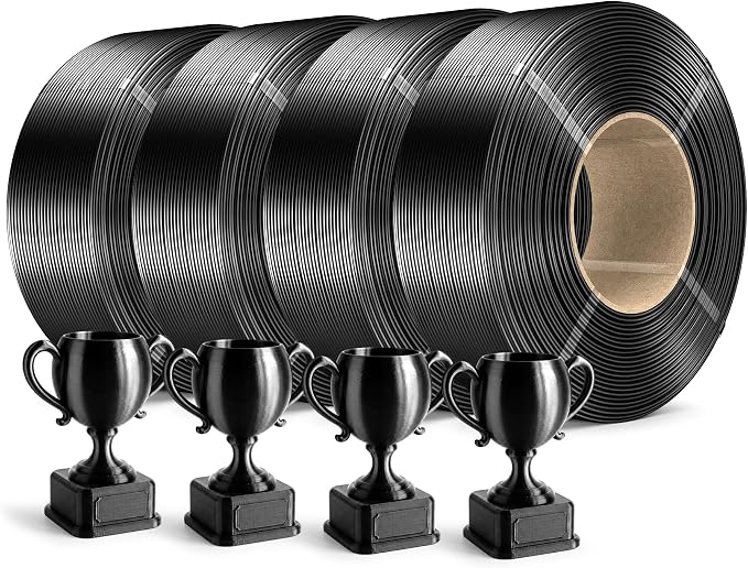 SUNLU Silk PLA Plus Filament Refill 1.75mm, 4KG,1KG/Roll, Black*4 | Smooth Silky Surface, Silk Filament Bundle, No Spool, Compatible with Bambu Lab 3D Printers