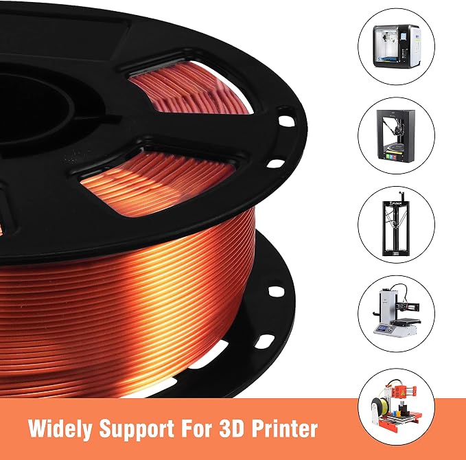 Silk Shiny Metallic Copper PLA Filament, 1kg 2.2lbs 1.75mm 3D Printing Material, Widely Support for FDM 3D Printer, Easy to 3D Print by BBLIFE