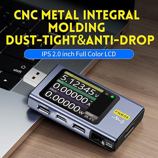 FNIRSI USB Tester 4-28V 7A LCD USB A&C Voltage Current Power Tester Multimeter with App Software, Fast Charge Detection Trigger Capacity Ripple Measurement, PD2.0/PD3.0,QC2.0/QC3.0