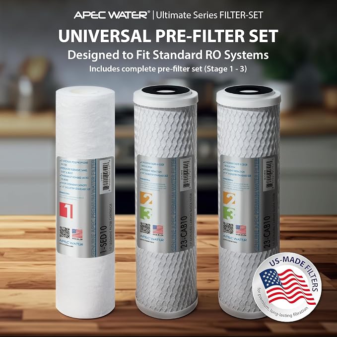 APEC Water Systems ULTIMATE Series US Made Stage 1, 2 & 3 Replacement Filter For Undersink System(FILTER-SET)