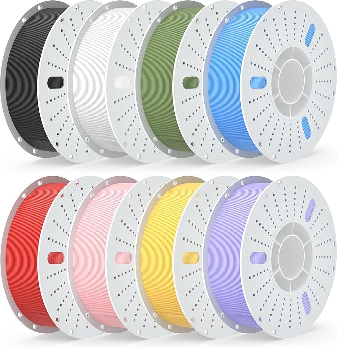 PINBALL 8 KG Matte PLA 3D Printer Filament 1.75mm, Matte Surface Multicolor PLA Filament, Individually Vacuum Packed, 1kg Spool, 8 Rolls, Black+White+Red+Yellow+Blue+Green+Purple+Pink
